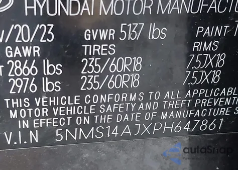 2023 Hyundai Santa Fe Se from USA, damaged, VIN 5NMS14AJXPH647861